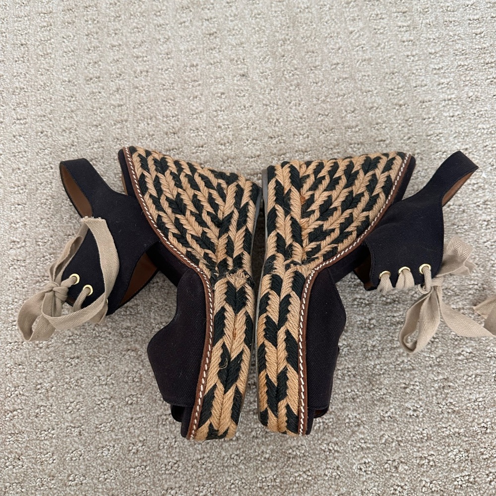 Tory Burch Lace Up Wedge Espadrilles Sandals 9